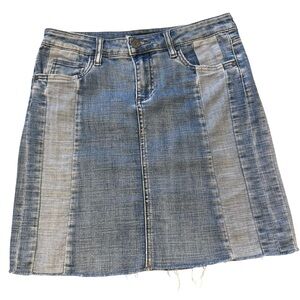 KUT Denim Blue Women's Skirt size 4 raw hem two tone light and medium wash